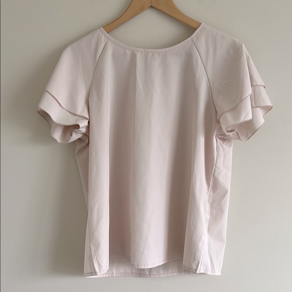 SHEIN Light Pink Ruffle Sleeve Blouse